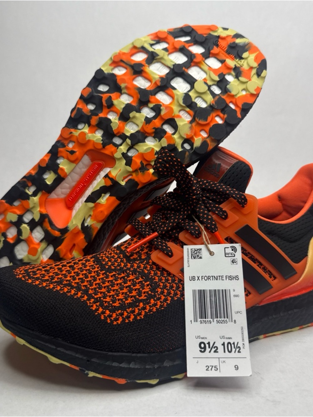 Adidas Ultraboost 1.0 X Fortnite Shoes Mens Sz 9.5 Fish-stick Orange JQ0715